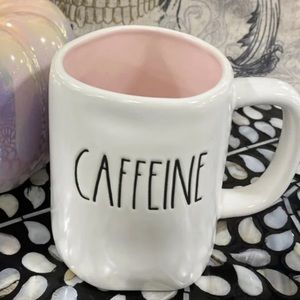 RAE DUNN mug {CAFFEINE} pink/white